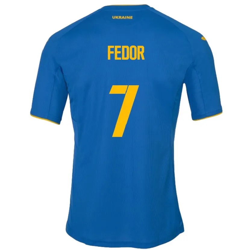 Danxen Femme Maillot Ukraine Oleg Fedor #7 Bleu Tenues Extérieur 24-26 T-Shirt