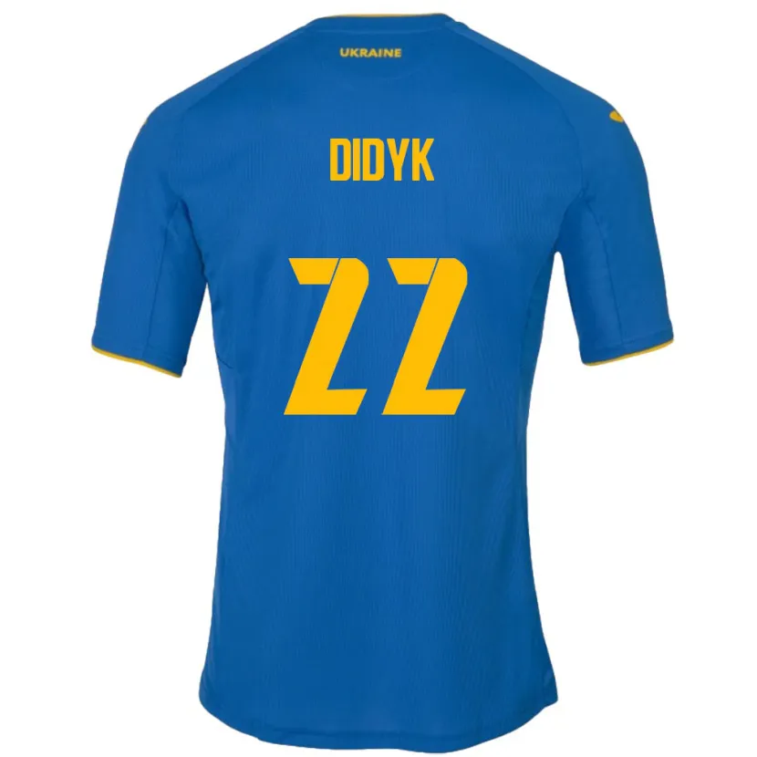 Danxen Femme Maillot Ukraine Roman Didyk #22 Bleu Tenues Extérieur 24-26 T-Shirt
