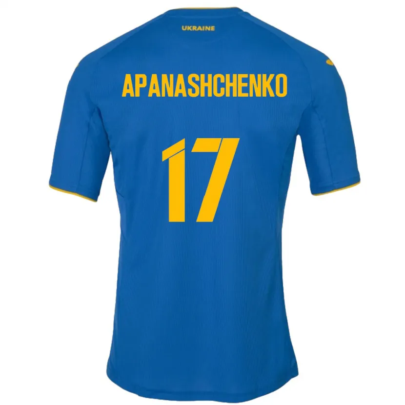 Danxen Femme Maillot Ukraine Daryna Apanashchenko #17 Bleu Tenues Extérieur 24-26 T-Shirt