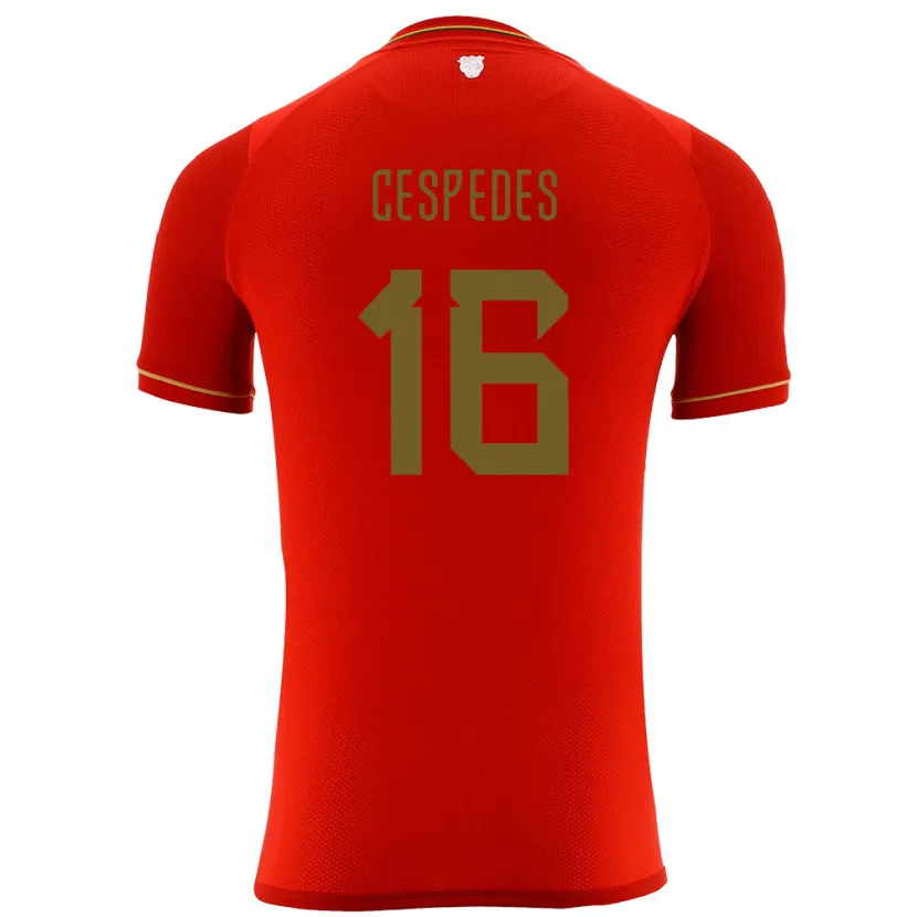 Danxen Femme Maillot Bolivie Boris Céspedes #16 Rouge Tenues Extérieur 24-26 T-Shirt
