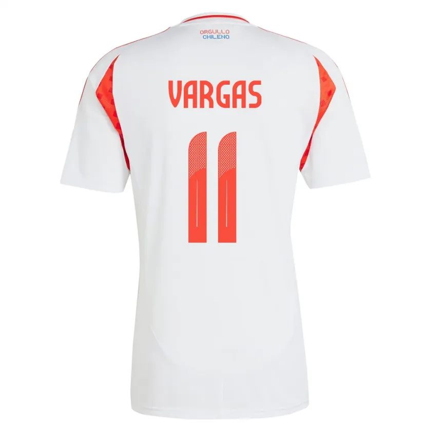 Danxen Femme Maillot Chili Eduardo Vargas #11 Blanc Tenues Extérieur 24-26 T-Shirt