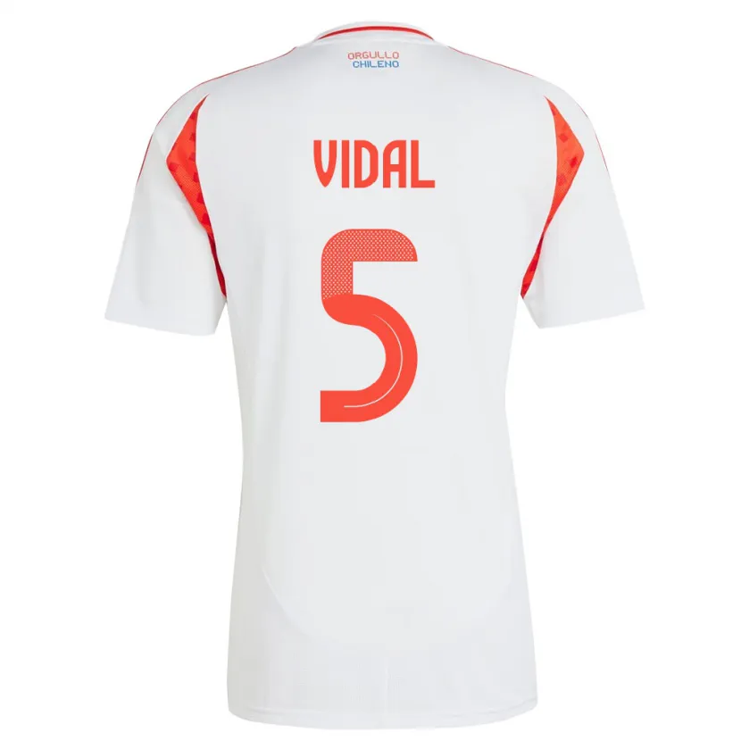 Danxen Femme Maillot Chili Valentín Vidal #5 Blanc Tenues Extérieur 24-26 T-Shirt