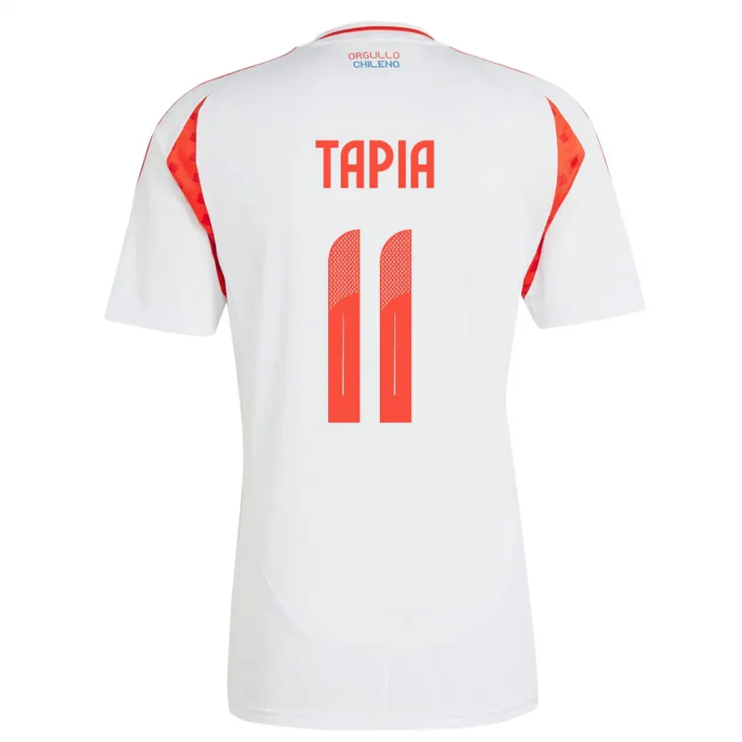 Danxen Femme Maillot Chili Gonzalo Tapia #11 Blanc Tenues Extérieur 24-26 T-Shirt