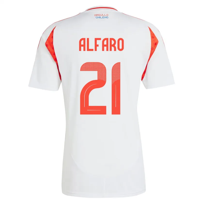 Danxen Femme Maillot Chili Julián Alfaro #21 Blanc Tenues Extérieur 24-26 T-Shirt