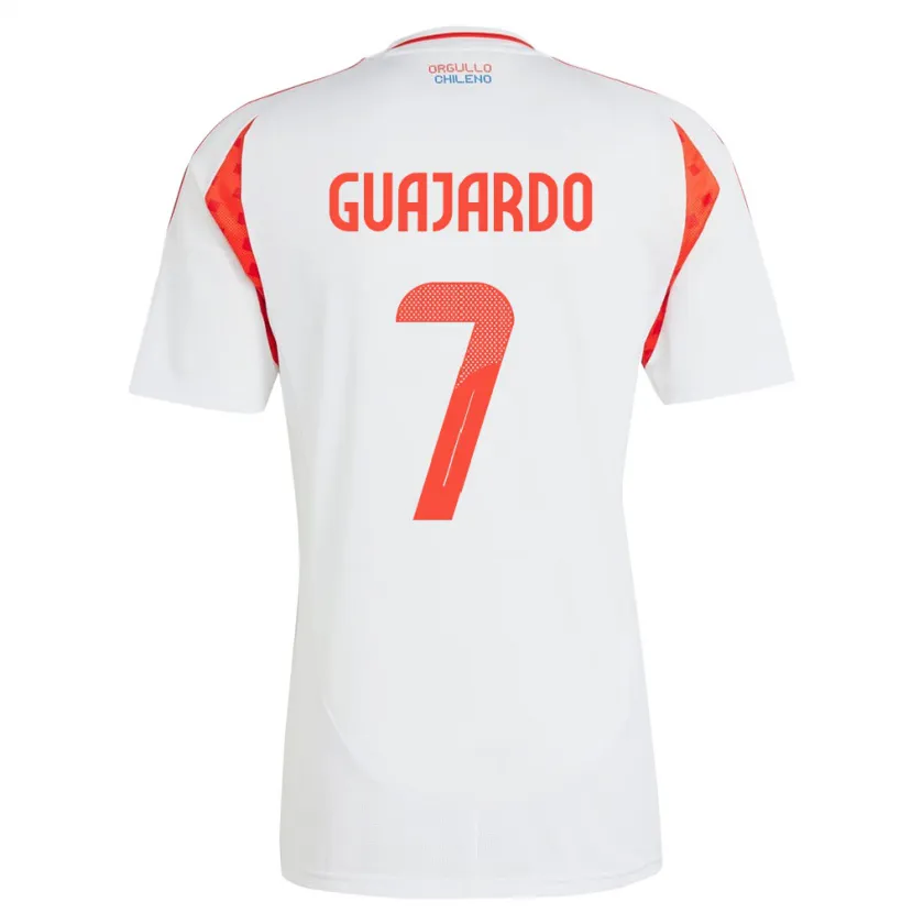 Danxen Femme Maillot Chili Paolo Guajardo #7 Blanc Tenues Extérieur 24-26 T-Shirt