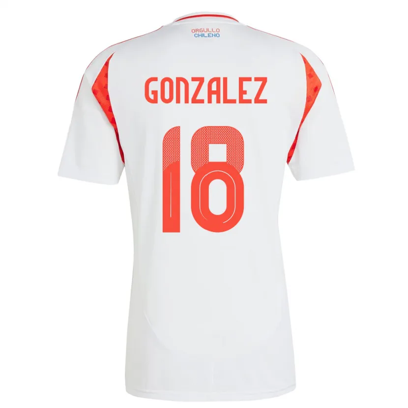 Danxen Femme Maillot Chili Bryan González #18 Blanc Tenues Extérieur 24-26 T-Shirt