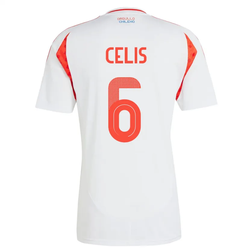 Danxen Femme Maillot Chili Milovan Celis #6 Blanc Tenues Extérieur 24-26 T-Shirt