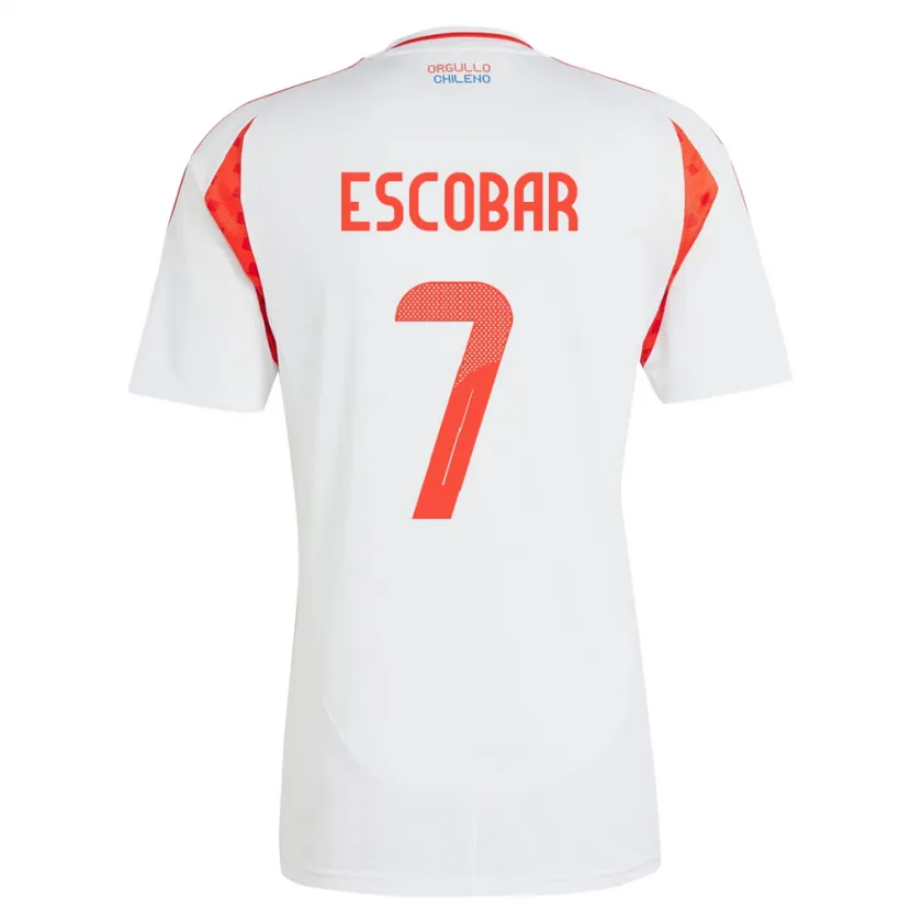 Danxen Femme Maillot Chili Bastián Escobar #7 Blanc Tenues Extérieur 24-26 T-Shirt