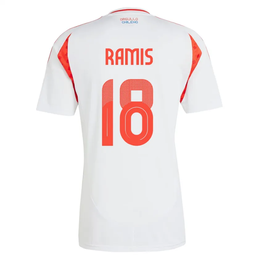 Danxen Femme Maillot Chili Oliver Ramis #18 Blanc Tenues Extérieur 24-26 T-Shirt