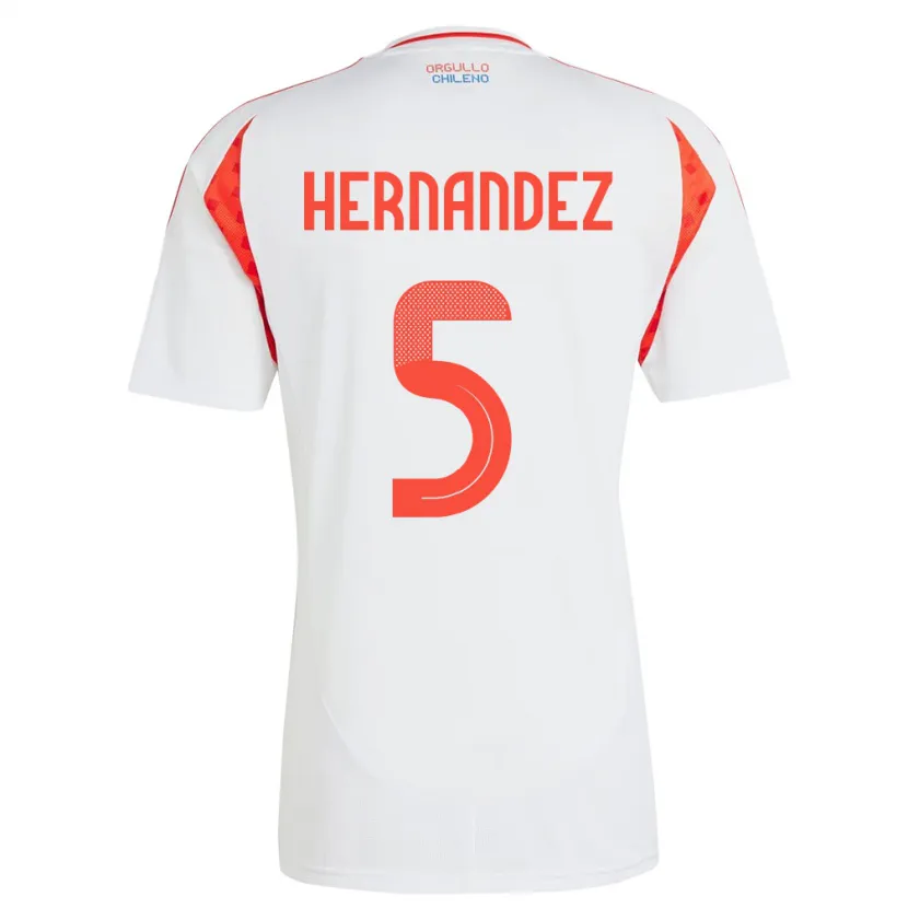 Danxen Femme Maillot Chili Monserrat Hernández #5 Blanc Tenues Extérieur 24-26 T-Shirt
