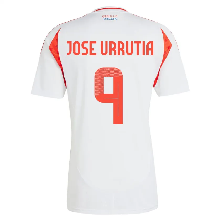 Danxen Femme Maillot Chili María José Urrutia #9 Blanc Tenues Extérieur 24-26 T-Shirt
