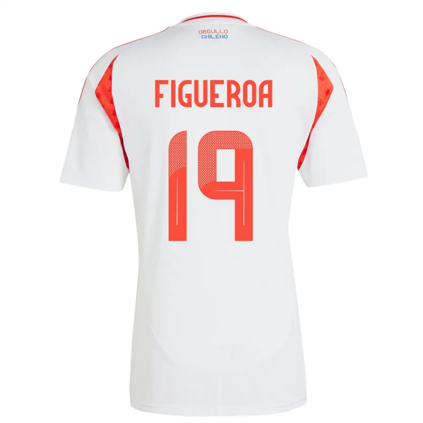 Danxen Femme Maillot Chili Catalina Figueroa #19 Blanc Tenues Extérieur 24-26 T-Shirt