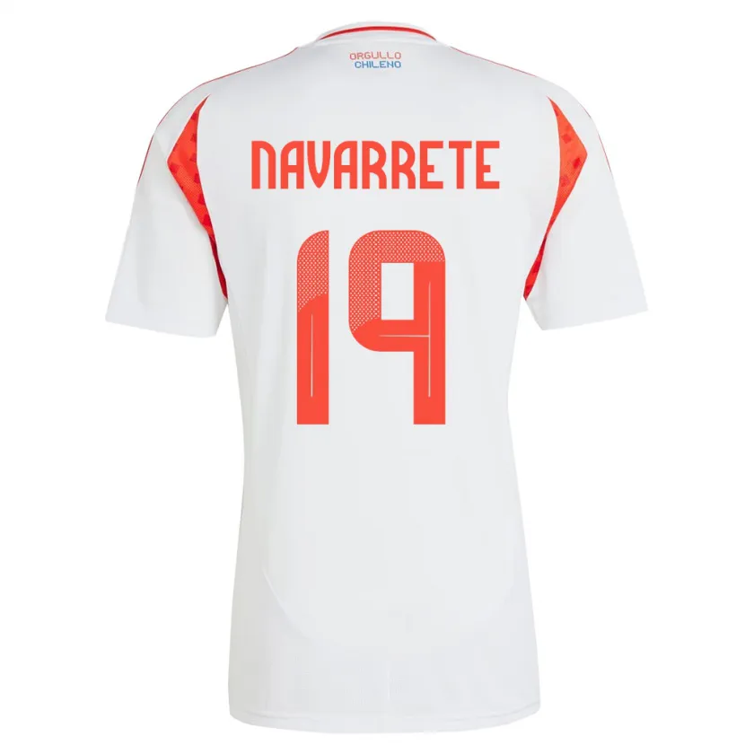 Danxen Femme Maillot Chili Valentina Navarrete #19 Blanc Tenues Extérieur 24-26 T-Shirt