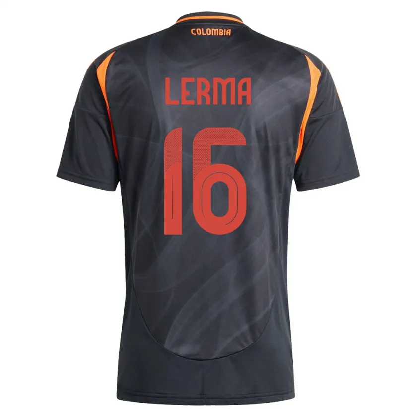 Danxen Femme Maillot Colombie Jefferson Lerma #16 Noir Tenues Extérieur 24-26 T-Shirt
