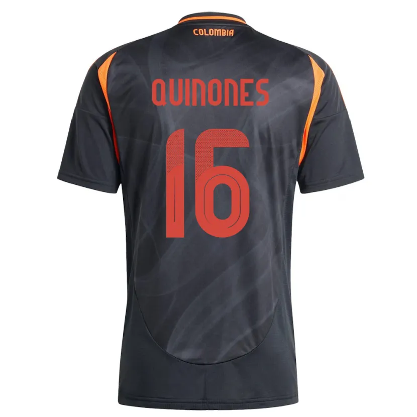 Danxen Femme Maillot Colombie Nelson Quiñónes #16 Noir Tenues Extérieur 24-26 T-Shirt