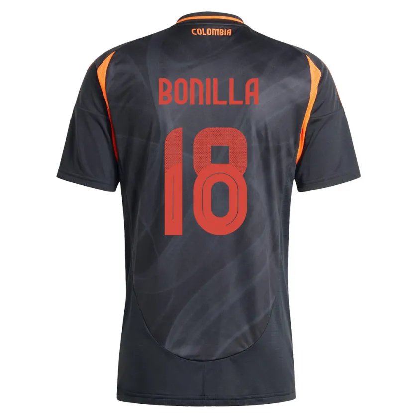 Danxen Femme Maillot Colombie Wendy Bonilla #18 Noir Tenues Extérieur 24-26 T-Shirt