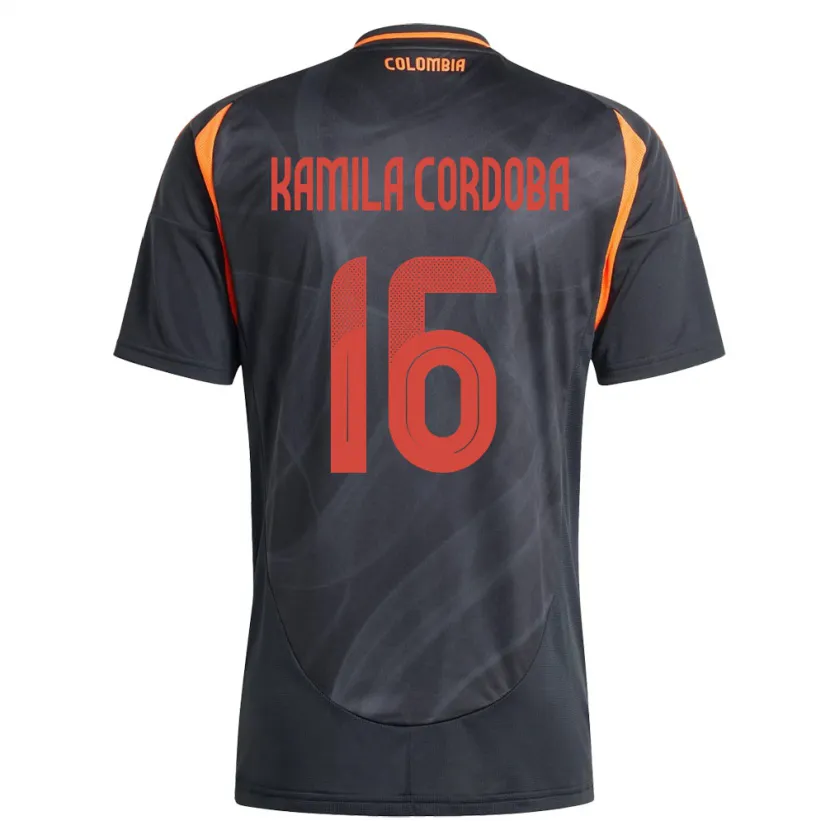 Danxen Femme Maillot Colombie Sara Kamila Córdoba #16 Noir Tenues Extérieur 24-26 T-Shirt