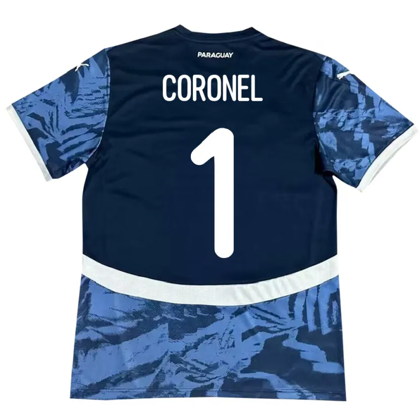 Danxen Femme Maillot Paraguay Carlos Coronel #1 Bleu Tenues Extérieur 24-26 T-Shirt
