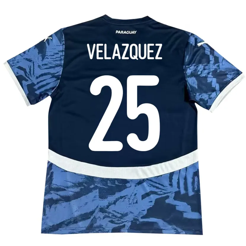 Danxen Femme Maillot Paraguay Gustavo Velázquez #25 Bleu Tenues Extérieur 24-26 T-Shirt