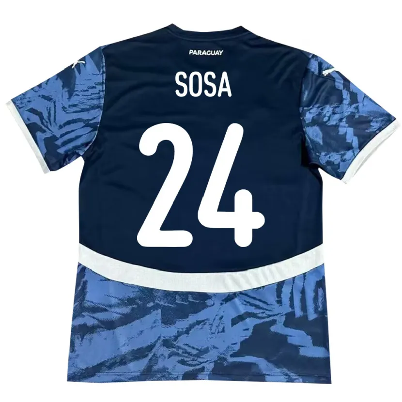 Danxen Femme Maillot Paraguay Ramón Sosa #24 Bleu Tenues Extérieur 24-26 T-Shirt