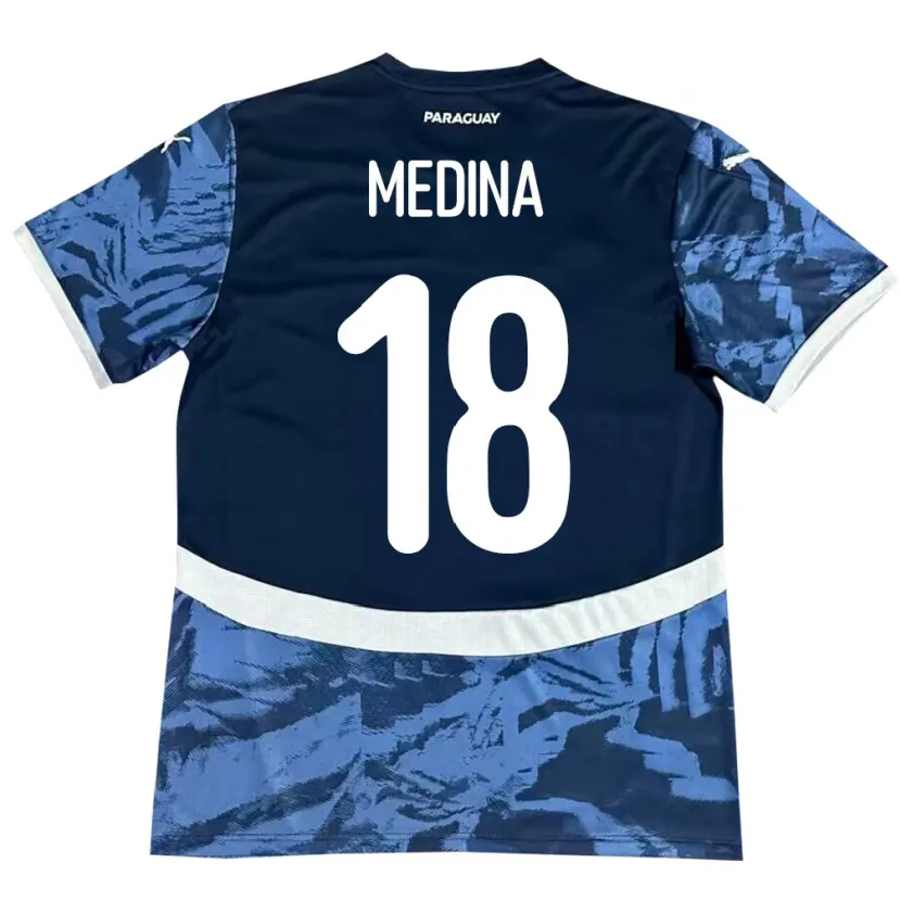 Danxen Femme Maillot Paraguay Jesús Medina #18 Bleu Tenues Extérieur 24-26 T-Shirt