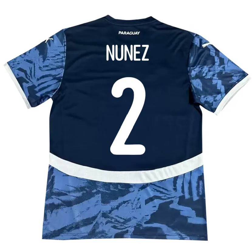 Danxen Femme Maillot Paraguay Alan Núñez #2 Bleu Tenues Extérieur 24-26 T-Shirt