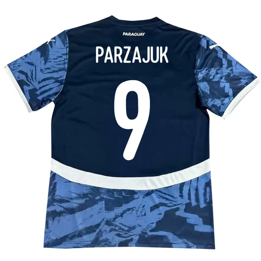 Danxen Femme Maillot Paraguay Kevin Parzajuk #9 Bleu Tenues Extérieur 24-26 T-Shirt