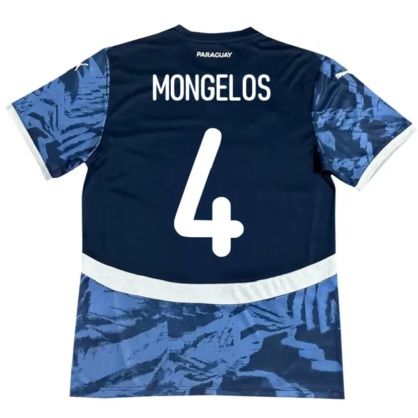 Danxen Femme Maillot Paraguay Rolando Mongelós #4 Bleu Tenues Extérieur 24-26 T-Shirt