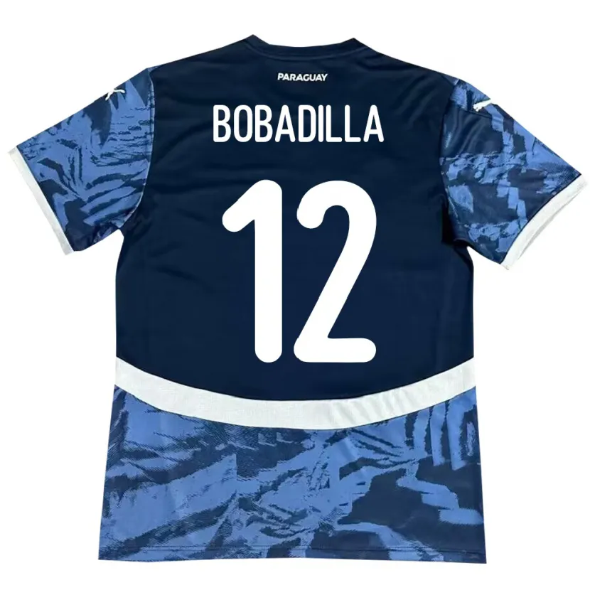 Danxen Femme Maillot Paraguay Alicia Bobadilla #12 Bleu Tenues Extérieur 24-26 T-Shirt