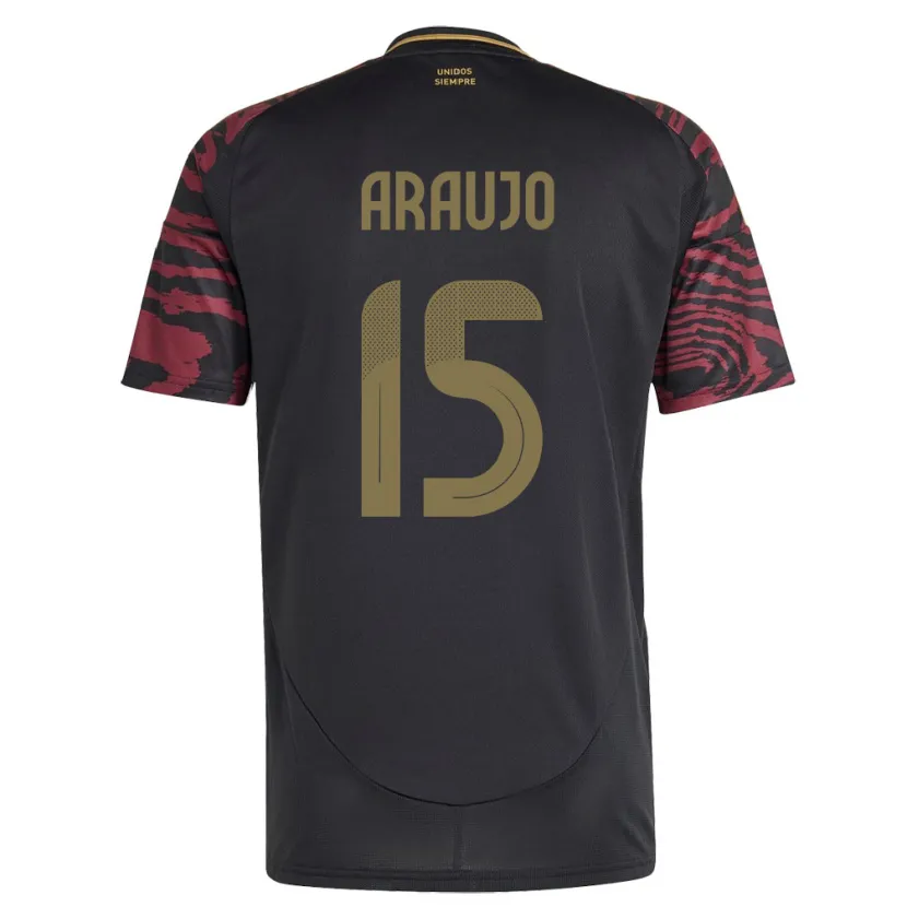 Danxen Femme Maillot Pérou Miguel Araujo #15 Noir Tenues Extérieur 24-26 T-Shirt
