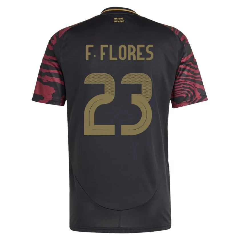 Danxen Femme Maillot Pérou Franchesco Flores #23 Noir Tenues Extérieur 24-26 T-Shirt