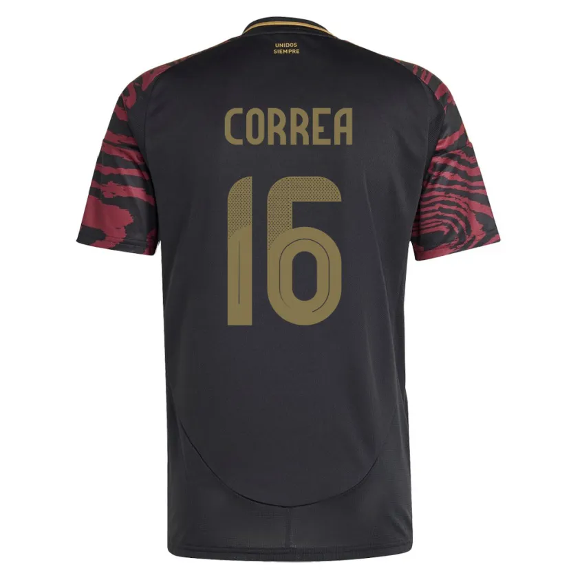 Danxen Femme Maillot Pérou Eslyn Correa #16 Noir Tenues Extérieur 24-26 T-Shirt