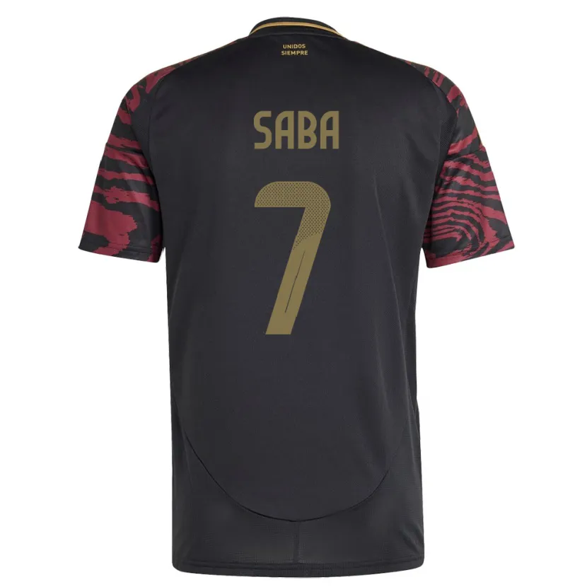 Danxen Femme Maillot Pérou Emilio Saba #7 Noir Tenues Extérieur 24-26 T-Shirt