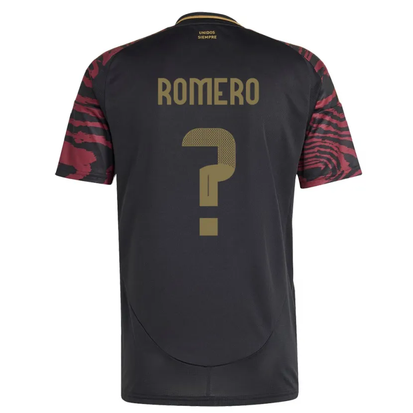 Danxen Femme Maillot Pérou José Romero #0 Noir Tenues Extérieur 24-26 T-Shirt
