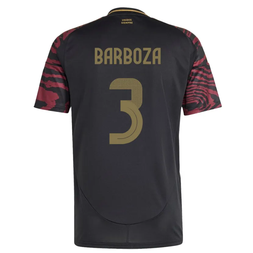 Danxen Femme Maillot Pérou Matías Barboza #3 Noir Tenues Extérieur 24-26 T-Shirt