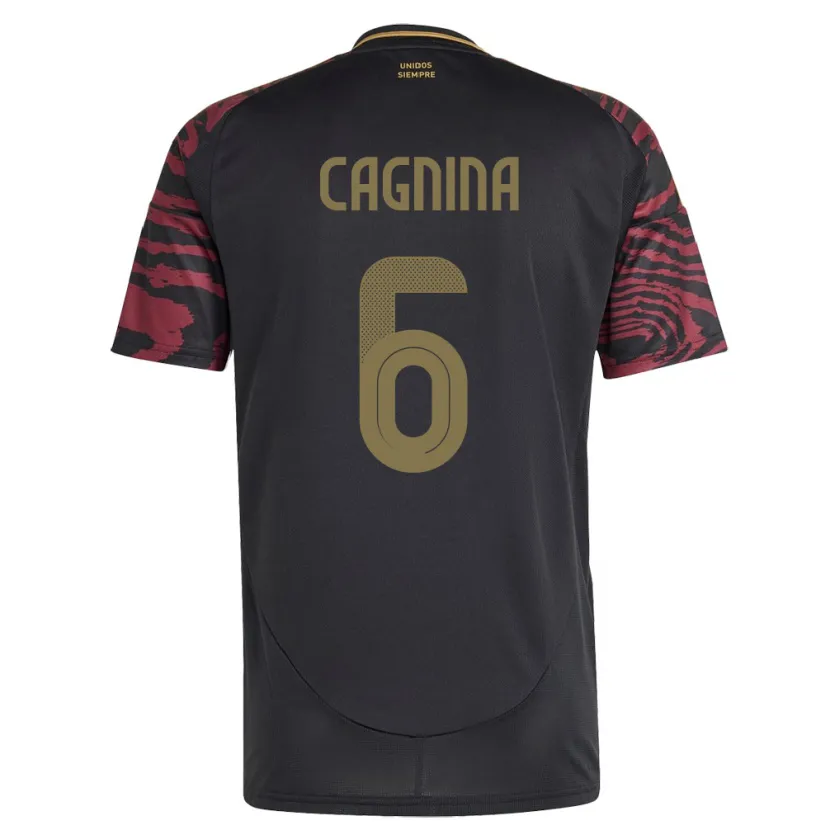 Danxen Femme Maillot Pérou Claudia Cagnina #6 Noir Tenues Extérieur 24-26 T-Shirt