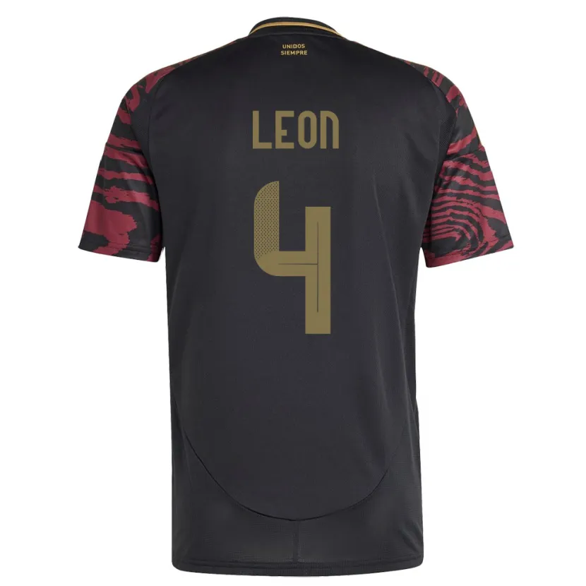 Danxen Femme Maillot Pérou Mía León #4 Noir Tenues Extérieur 24-26 T-Shirt