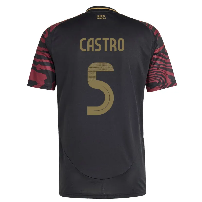 Danxen Femme Maillot Pérou Rosa Castro #5 Noir Tenues Extérieur 24-26 T-Shirt