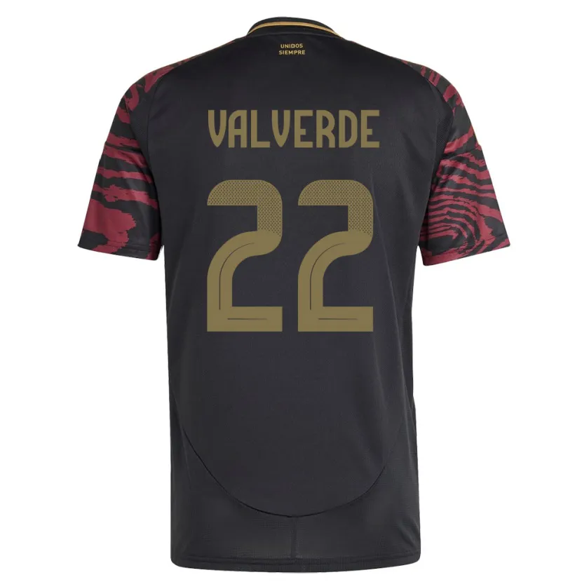 Danxen Femme Maillot Pérou Malena Valverde #22 Noir Tenues Extérieur 24-26 T-Shirt