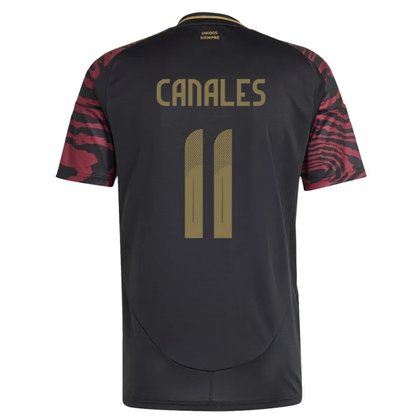 Danxen Femme Maillot Pérou Xioczana Canales #11 Noir Tenues Extérieur 24-26 T-Shirt