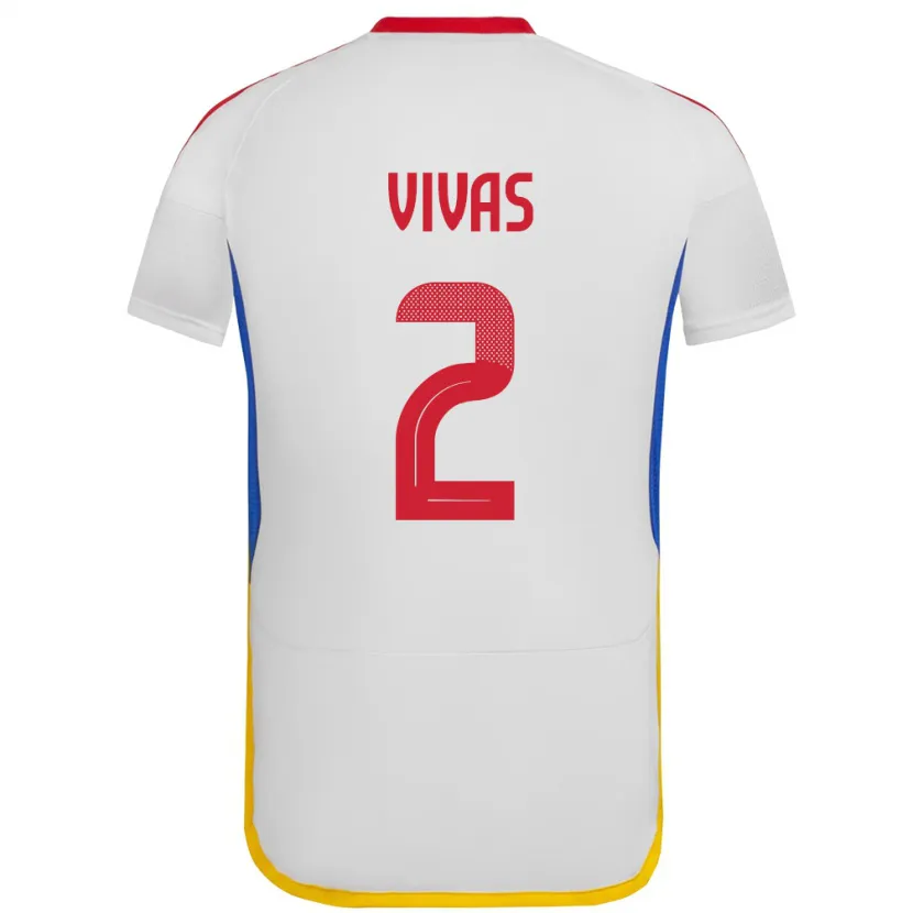 Danxen Femme Maillot Venezuela Carlos Vivas #2 Blanc Tenues Extérieur 24-26 T-Shirt