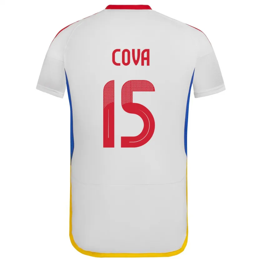 Danxen Femme Maillot Venezuela Adrián Cova #15 Blanc Tenues Extérieur 24-26 T-Shirt
