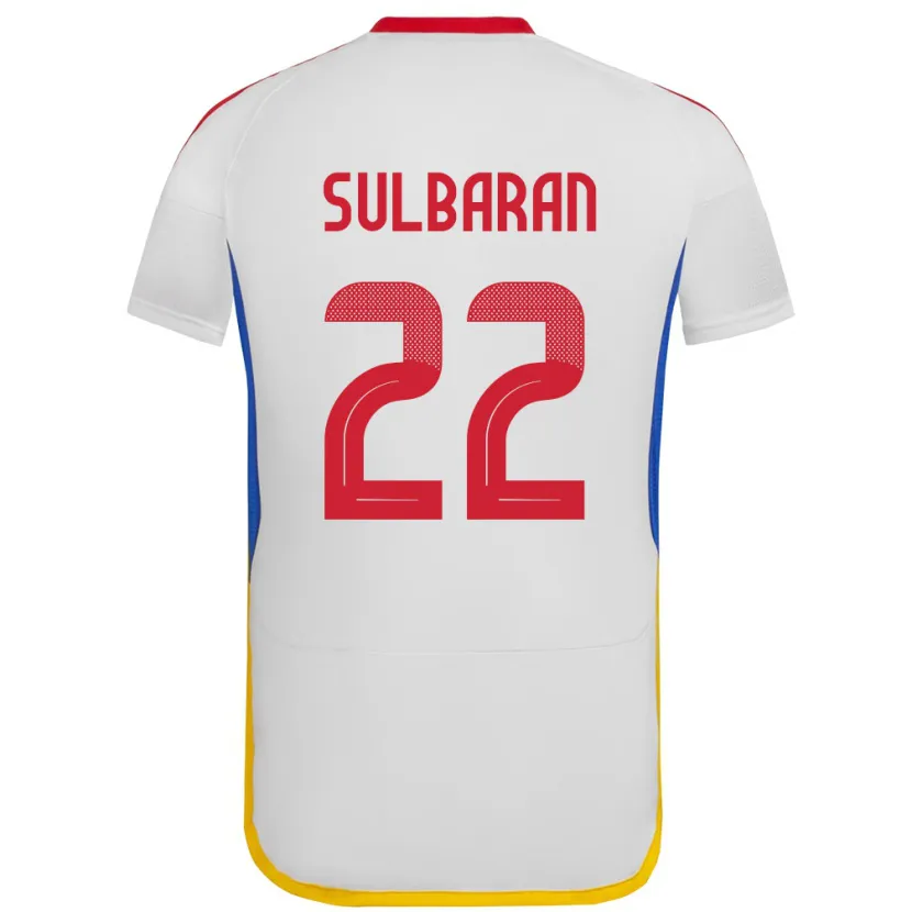 Danxen Femme Maillot Venezuela Manuel Sulbarán #22 Blanc Tenues Extérieur 24-26 T-Shirt