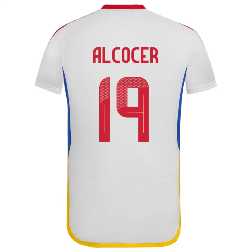 Danxen Femme Maillot Venezuela Brayan Alcocer #19 Blanc Tenues Extérieur 24-26 T-Shirt