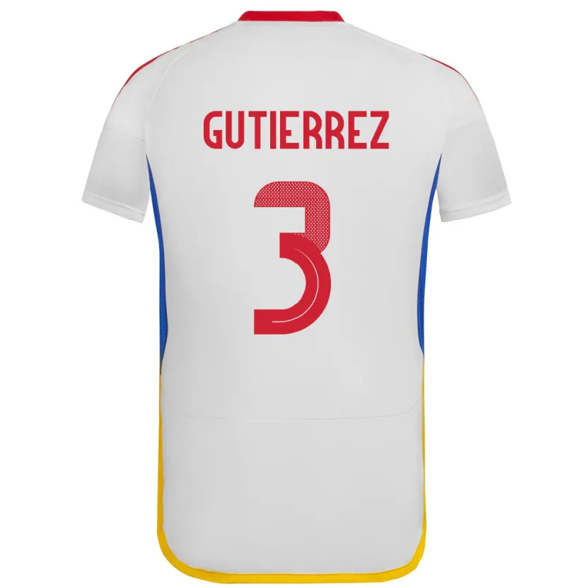 Danxen Femme Maillot Venezuela Nairelis Gutiérrez #3 Blanc Tenues Extérieur 24-26 T-Shirt