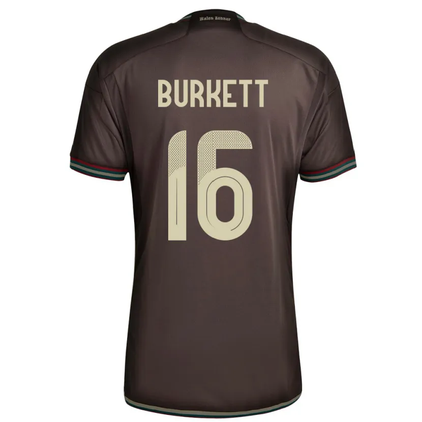Danxen Femme Maillot Jamaïque Brian Burkett #16 Brun Nuit Tenues Extérieur 24-26 T-Shirt
