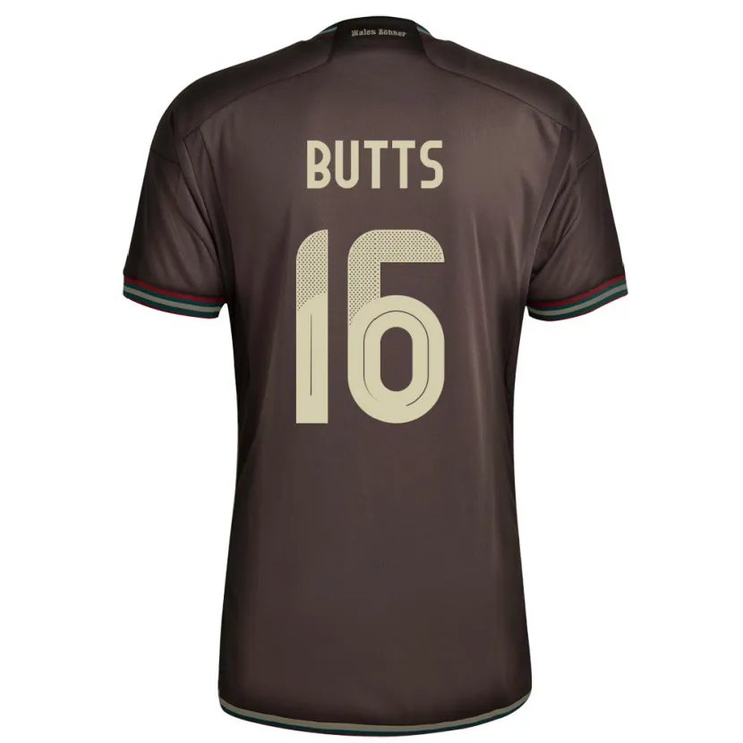 Danxen Femme Maillot Jamaïque Njeri Butts #16 Brun Nuit Tenues Extérieur 24-26 T-Shirt