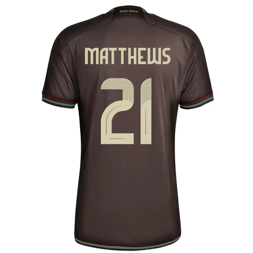 Danxen Femme Maillot Jamaïque Cheyna Matthews #21 Brun Nuit Tenues Extérieur 24-26 T-Shirt