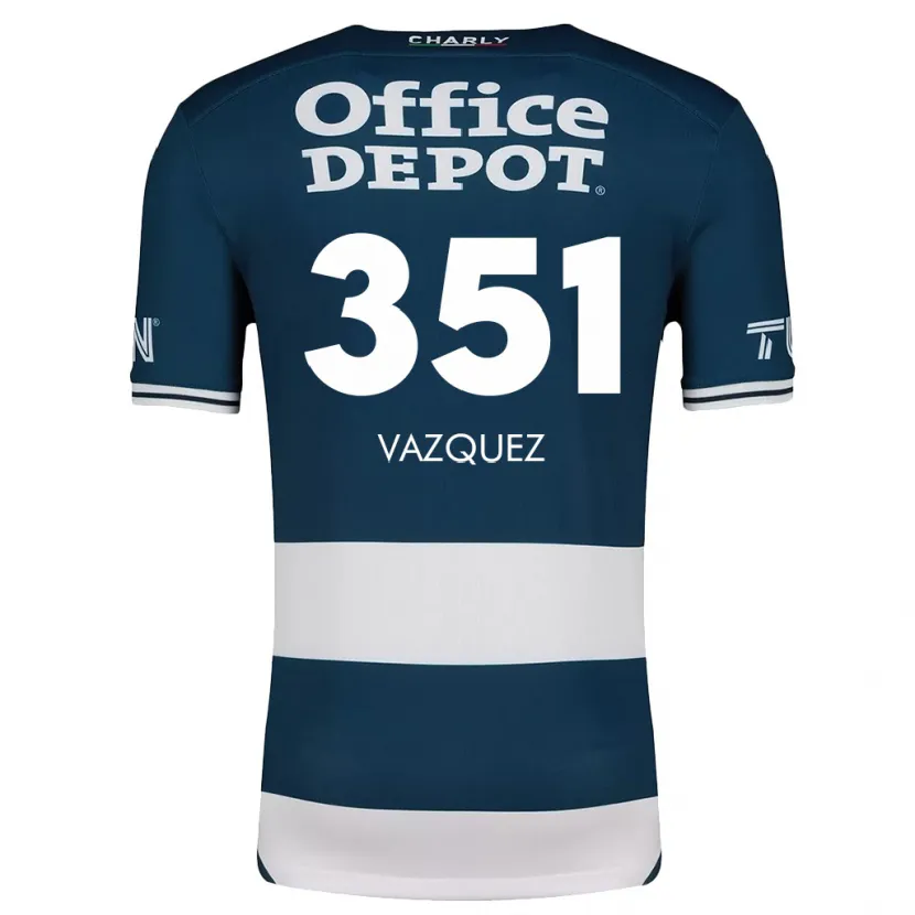 Danxen Enfant Maillot Maximo Vázquez #351 Bleu Blanc Tenues Domicile 2024/25 T-Shirt