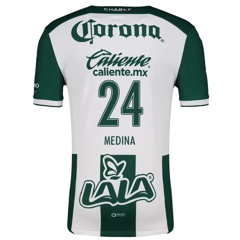 Danxen Enfant Maillot Diego Medina #24 Vert Blanc Tenues Domicile 2024/25 T-Shirt